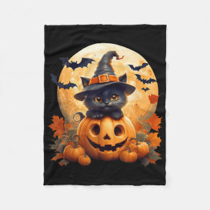 Cobertor De Velo Fantasia de Halloween de Abóbora de Bruxa de Gato
