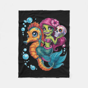 Cobertor De Velo Fantasia de Halloween de Sereia Zumbi Espeluznante