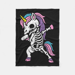 Cobertor De Velo Fantasia de Halloween Unicórnio Dabbing Esqueleto