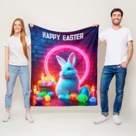 Cobertor De Velo Fantasia do círculo de ovoarte rosa neon Páscoa de