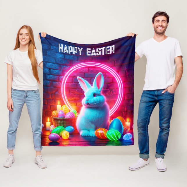 Cobertor De Velo Fantasia do círculo de ovoarte rosa neon Páscoa de (In Situ)