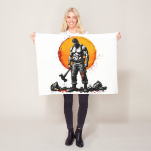 Cobertor De Velo fantasia medieval bárbara guerreira Fleece Blanket