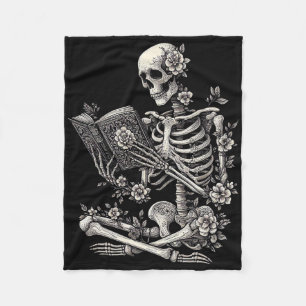 Cobertor De Velo Fantasias de Esqueleto de Livro Crânio Floral para