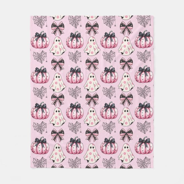 Cobertor De Velo Fantasma da Abóbora Rosa - Bonita e Cerradora (Frente)