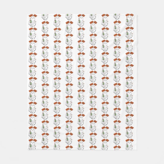 Cobertor De Velo Fantasma de Boo-Jee Halloween com café gelado na m (Frente)