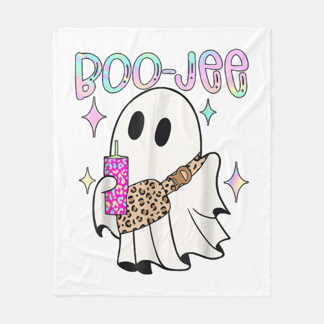 Cobertor De Velo Fantasma de Halloween Engraçado Boo Jee (Frente)