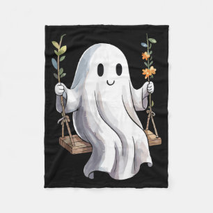 Cobertor De Velo Fantasma de Halloween no Balanço Outono Flores Fof