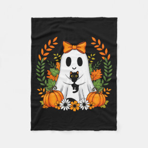 Cobertor De Velo Fantasma de Halloween Vintage Segurando Gato Preto