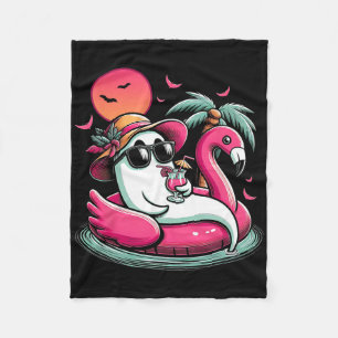 Cobertor De Velo Fantasma Em Lifebuoy Flamingo Num Verão De Piscina