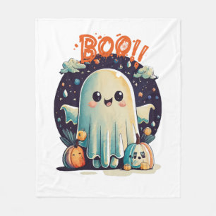 Cobertor De Velo Fantasma engraçado do Halloween Boo na Galáxia
