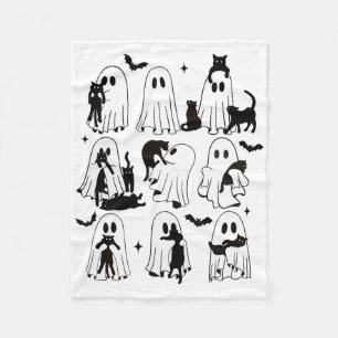 Cobertor De Velo Fantasma Engraçado Segurando Um Gato Negro Preguiç