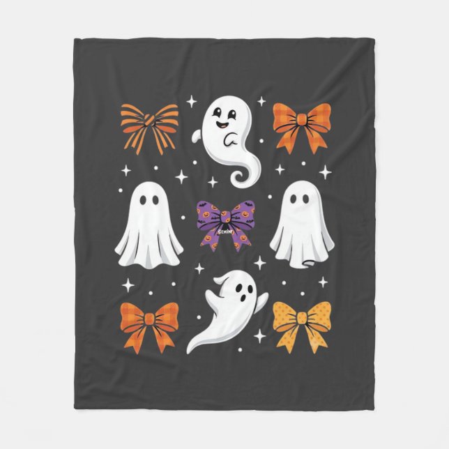 Cobertor De Velo Fantasma Fofo com Laços Design de Halloween_1 (Frente)