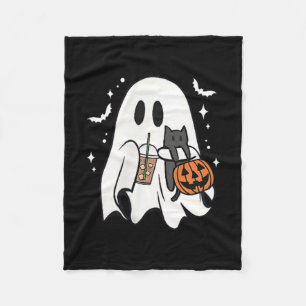 Cobertor De Velo Fantasma Spooky segurando Café de gelo preto no Di