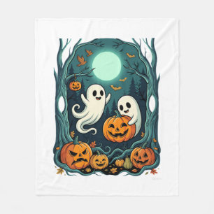 Cobertor De Velo Fantasmas de Halloween e Floresta de Jack O Lanter