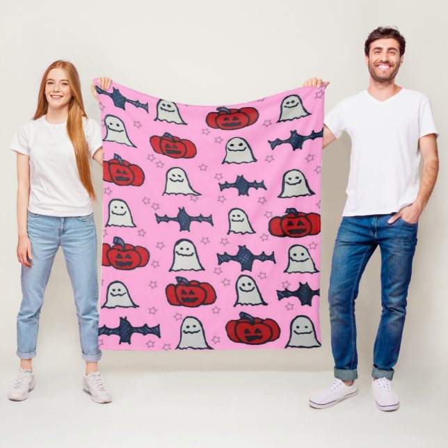 Cobertor De Velo Fantasmas do Halloween, Morcegos e Jack o Lanterna (In Situ)