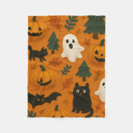 Cobertor De Velo Fantasmas e Pumpkins bonitos | Halloween Fleece Bl