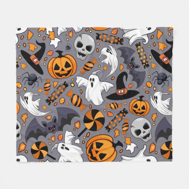 Cobertor De Velo Fantasmas Spooky e Monstros Cute Assustadores (Frente (Horizontal))