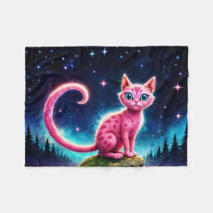 Cobertor De Velo Fantástico animal rosa e bonito no vale estrelado