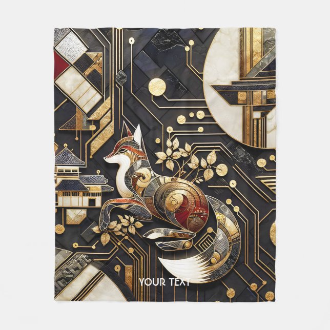 Cobertor De Velo Fantasy Abstrato Fox Art (Frente)