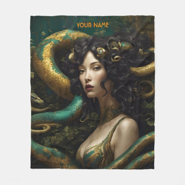 Cobertor De Velo Fantasy Bela Vivid Flowers Girl Serpent (Frente)
