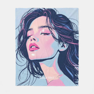 Cobertor De Velo Fantasy - Bonita Menina Azul Rosa