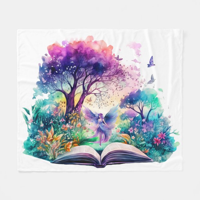 Cobertor De Velo Fantasy Book Lover Fairy (Frente (Horizontal))