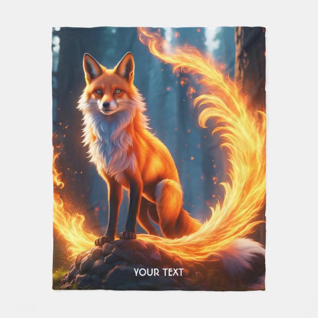 Cobertor De Velo Fantasy Cuja Vivid Fox Fire Forest (Frente)