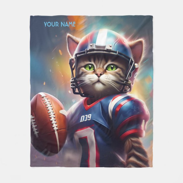 Cobertor De Velo Fantasy Cute Cat Football Uniform (Frente)