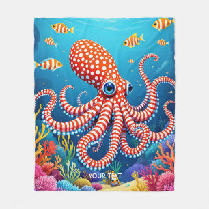 Cobertor De Velo Fantasy Cute Checked Octopus Sea
