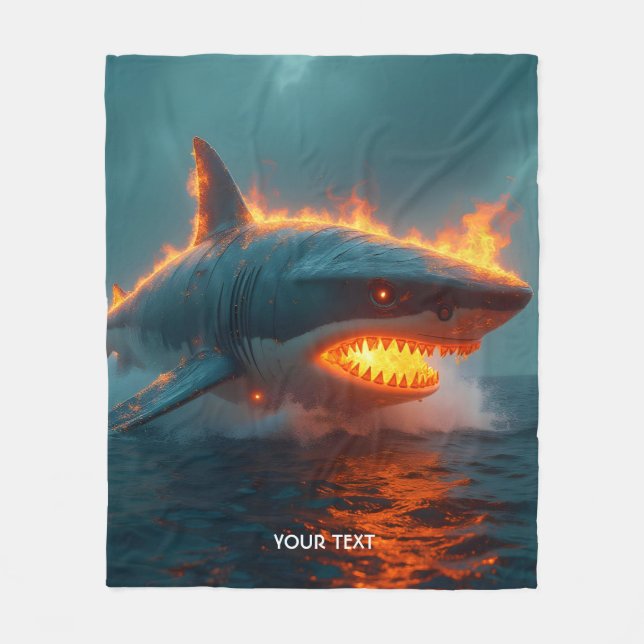 Cobertor De Velo Fantasy Cute Fire Shark Sea (Frente)