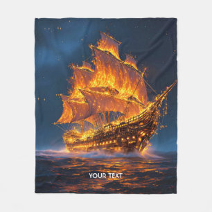 Cobertor De Velo Fantasy Cute Fire Ship Sea