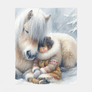 Cobertor De Velo Fantasy Cute Horse Girl Winter
