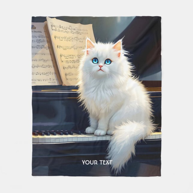 Cobertor De Velo Fantasy Cute Ragdoll Cat Em Piano (Frente)