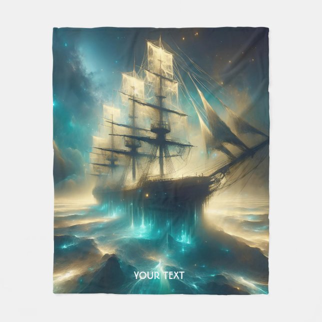 Cobertor De Velo Fantasy Cute Sea Navio (Frente)