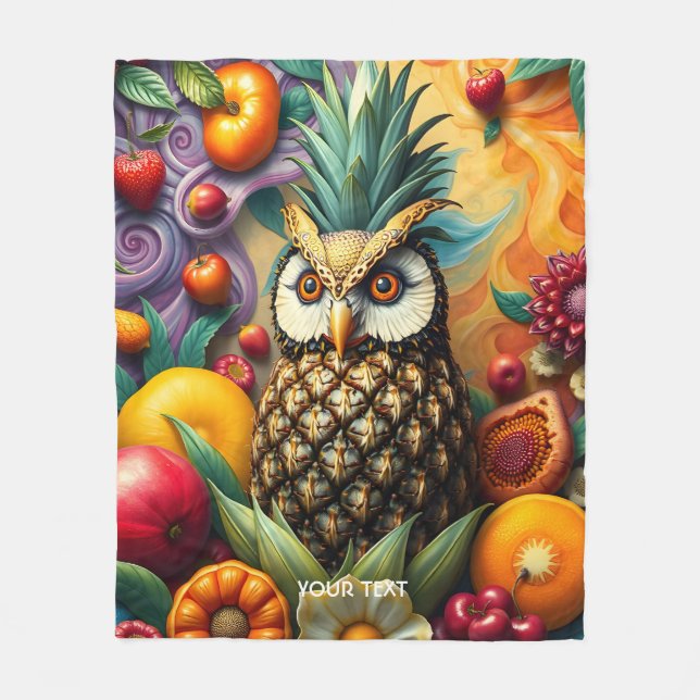Cobertor De Velo Fantasy Cute Serene Pineapple Owl (Frente)