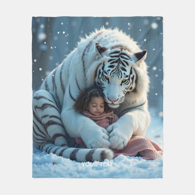 Cobertor De Velo Fantasy Cute Tiger Girl Winter (Frente)