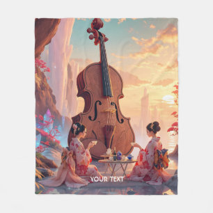 Cobertor De Velo Fantasy Cute Violin Girls Tea
