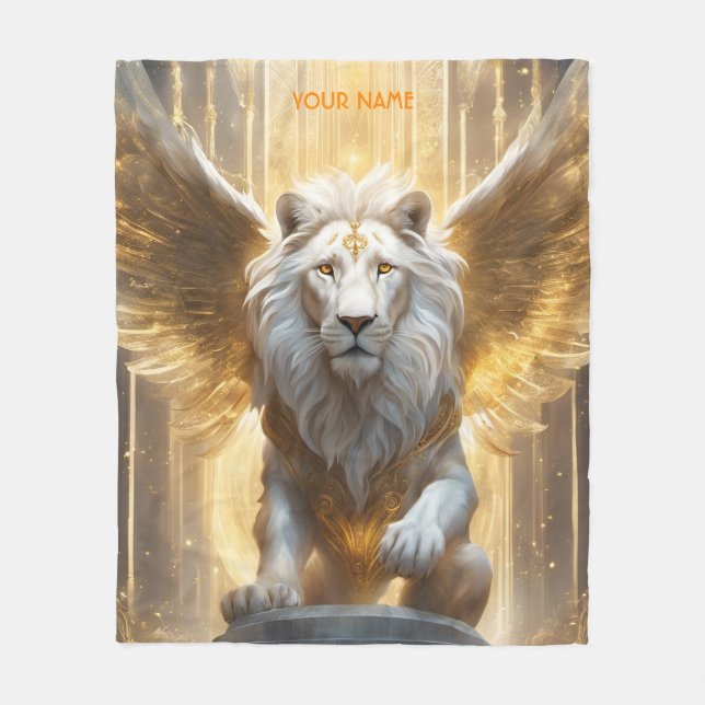 Cobertor De Velo Fantasy Cute Vivid Angelic White Lion (Frente)