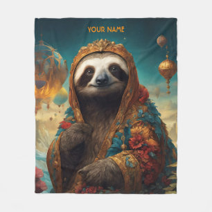 Cobertor De Velo Fantasy Cute Vivid Flowers Royal Sloth