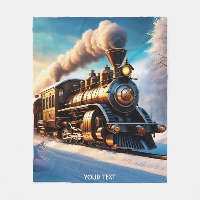 Cobertor De Velo Fantasy Cute Vivid Old Train Winter (Frente)