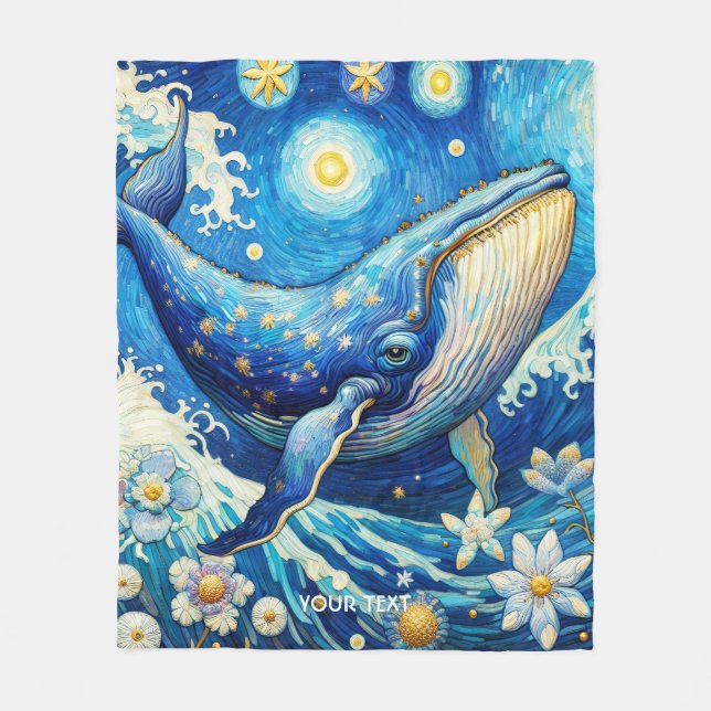 Cobertor De Velo Fantasy Cute Whale Stars Sea (Frente)