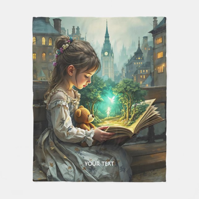 Cobertor De Velo Fantasy Cute Young Girl Read (Frente)