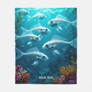 Cobertor De Velo Fantasy - Escola de Peixe de Esqueleto