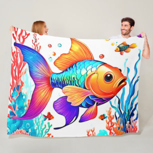 Cobertor De Velo Fantasy Fish Scene Design