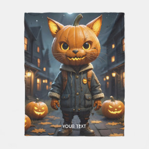Cobertor De Velo Fantasy Gato Pumpkin Halloween