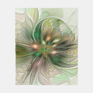 Cobertor De Velo Fantasy Moderna Abstrato, Flor Fractal Colorida
