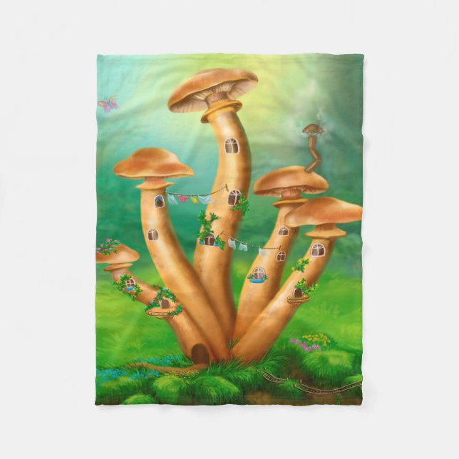Cobertor De Velo Fantasy Mushroom querida agarra a casa (Frente)
