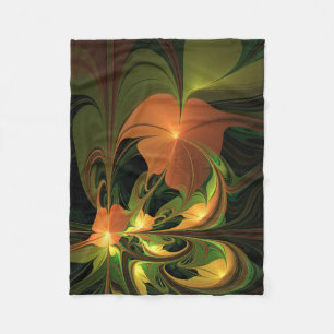 Cobertor De Velo Fantasy Plant Abstrato Green Rust Brown Fractal