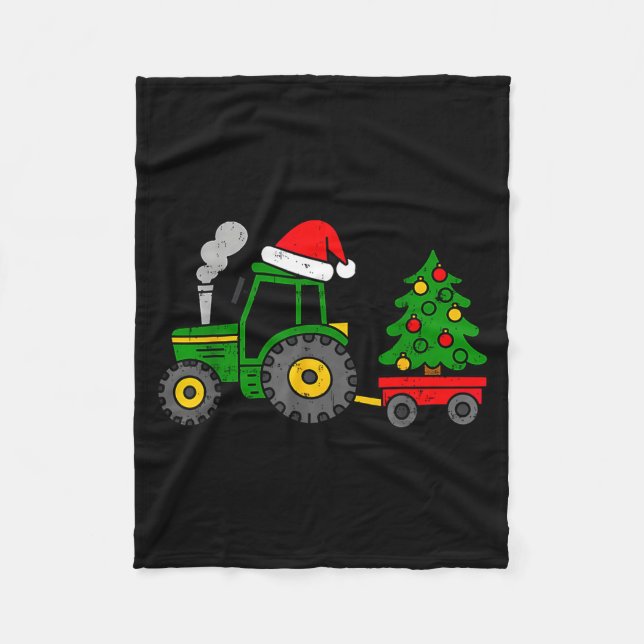 Cobertor De Velo Farm Christmas Tractor Tree Xmas Truck Boys Kids T (Frente)
