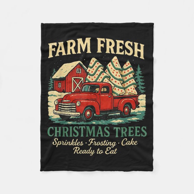 Cobertor De Velo Farm Fresh Debbie Christmas Cake Retro Red Truck H (Frente)